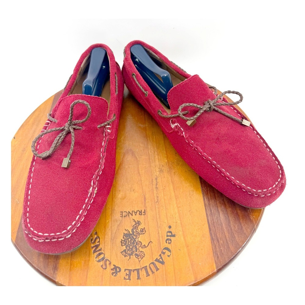 Alfani Trevor Driving Loafers Shoes Men 12 Red Suede Leather Moc Toe Slip On